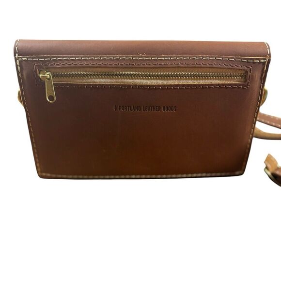 Portland Leather Works Purse Womens Brown Small Stitched Envelope Crossbody New - Picture 8 of 14
